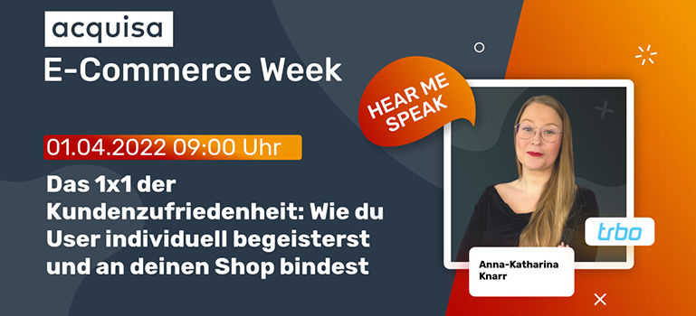 Save the Date: trbo auf der acquisa E-Commerce Week am 01.04.2022