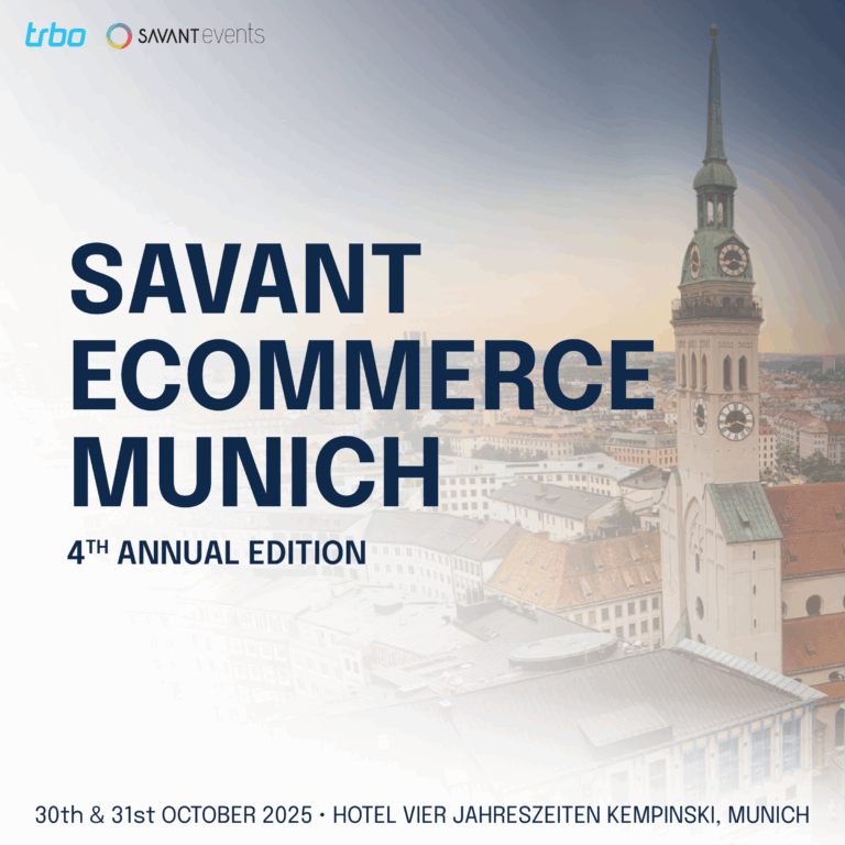 Savant Ecommerce Munich event, featuring the date, location, and the trbo and Savant Events logos