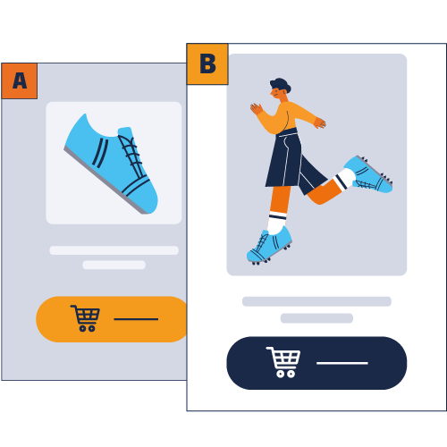 Comparison of two sports shoe page versions