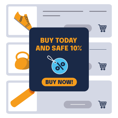 Shopping cart with 10% discount pop-up to prevent cart abandonment