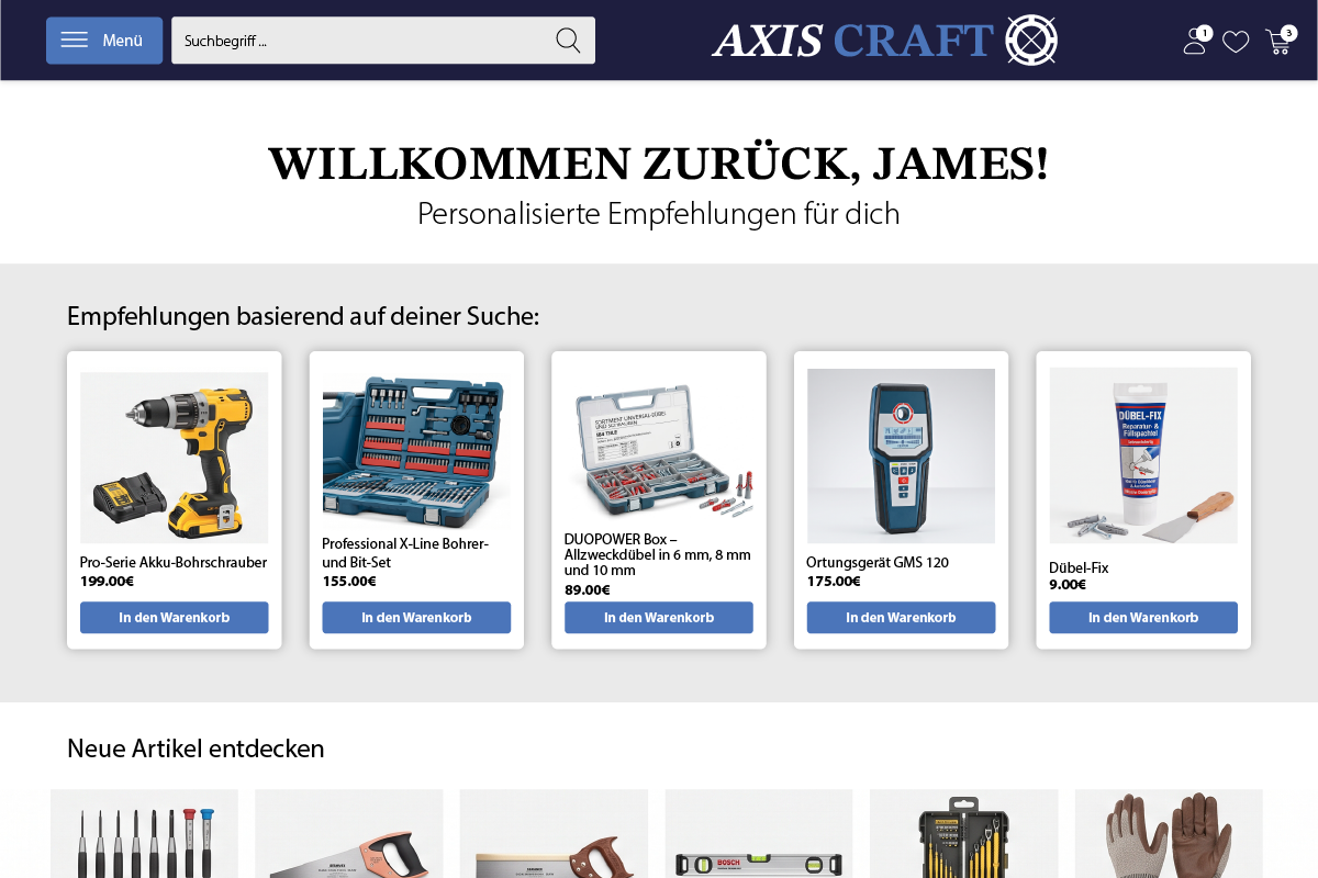 Welcome Back Recommendations Mockup EN