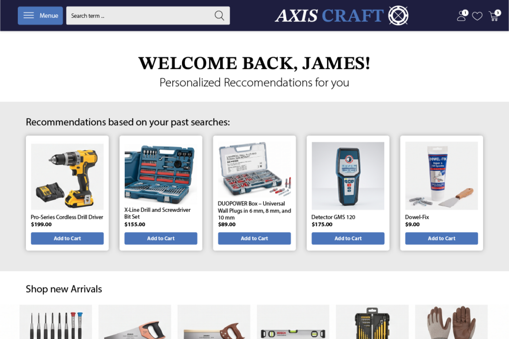 Welcome Back Recommendations Mockup EN
