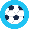 Icon of a black and white soccer/football within a blue ring, representing the sports industry.